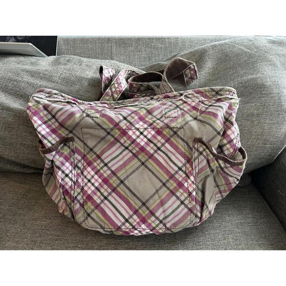 Thirty One Retro Metro Tote In Handbag Painted Floral Plaid - Picture 2 of 8